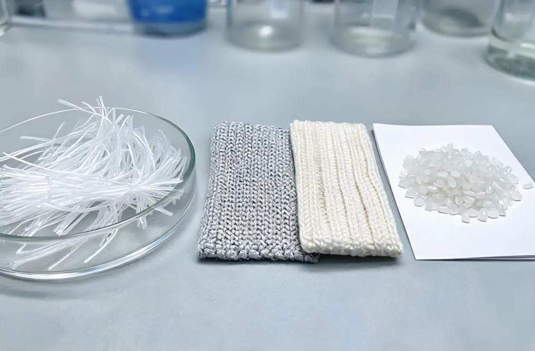 EcoMade hollow polyester fiber with knit development swatches